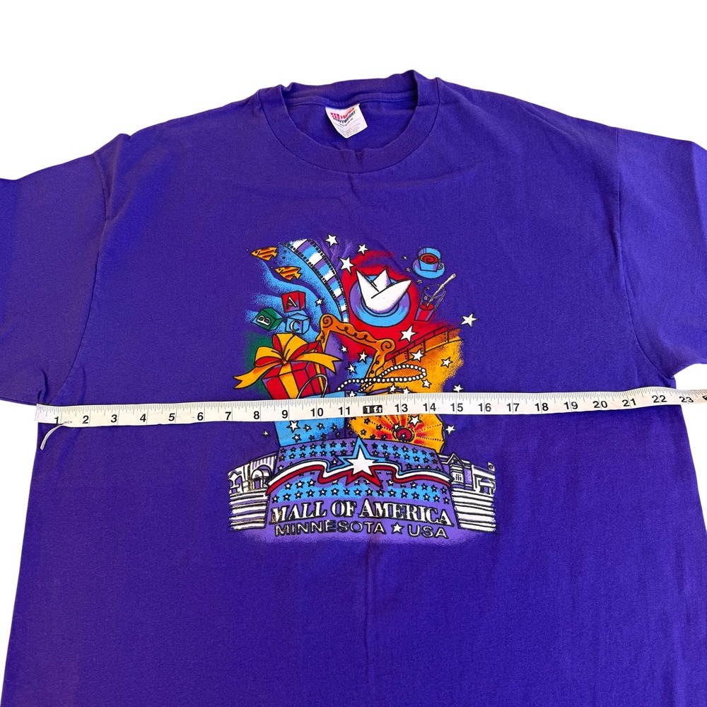 Vintage Hanes Mall of America Minnesota USA Purple Graphic T-Shirt XL 90s - Picture 4 of 6